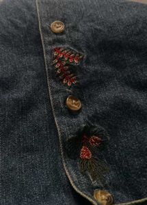 Embroidered Denim Button-Up Shirt