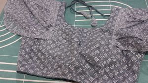 Gray Frill Sleeve Blouse