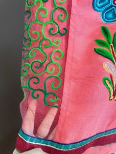 Coral Pink Saree with Floral Embroidery + Blouse