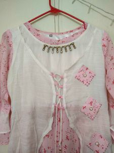 Floral Print Pink Dress with Shrug