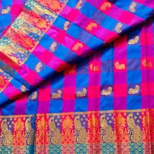🛍️Like New Checked Silk Saree ⭐⭐⭐⭐⭐