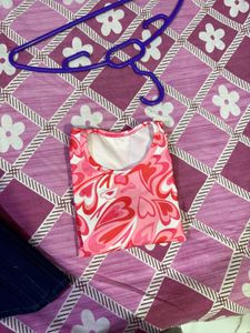 Pink Heart Print Tank Top 🎀💕