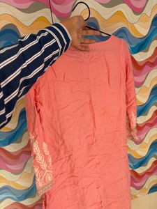 Peach Embroidered Kurta