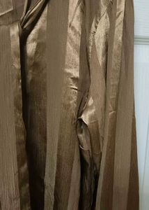 Brown Striped Tie Neck Blouse