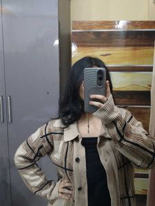 Plaid Knit Korean Cardigan