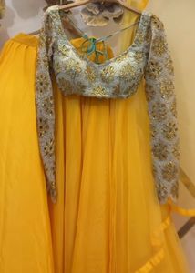 Cut work heavy blouse lehenga