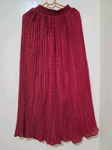 Maroon Pleated Skirt
