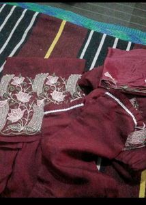 Elegant Maroon Embroidered Kurta Set