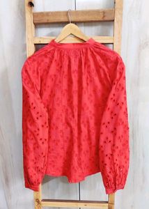Red Embroidered Blouse Size-42-44