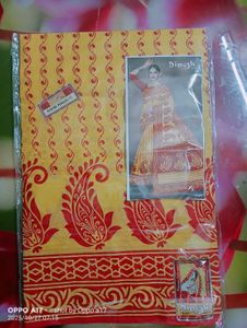 Yellow cotton saree for puja