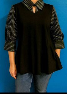 Striped Sleeve Knit Top