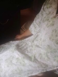 White And Green Hakoba Kurta With Lot Of Patterns