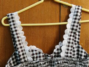 Black And White Plaid Lace Camisole Top