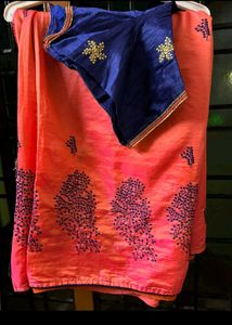 New Elegant Peach Saree with Blouse