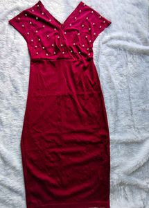 Red Velvet Pearl Dress