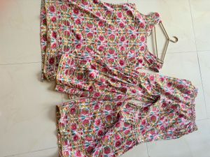 Floral Print Kurta with Sharara