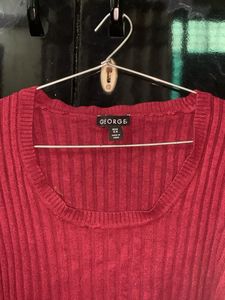 Red Ribbed Top