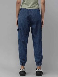 Stylish Blue Denim Cargo Joggers