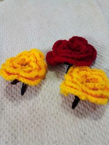 Handmade Flower Crochet Hair Clips.