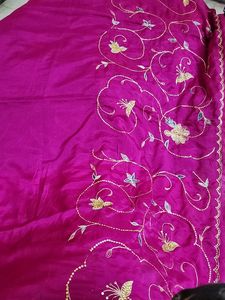 Pink Blue Saree With Sequins Lightweight