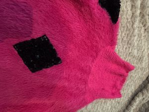 Pink Embellished Turtleneck Sweater