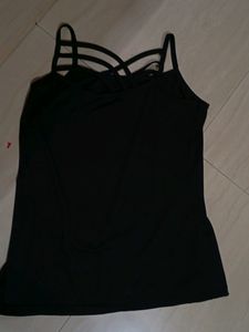 Trendy Korean Stylish Black Cross Bralete Sexy Top