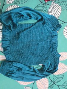 Teal Smocked Top