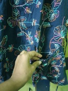 Blue Top With Multi Colour Embroidery