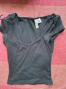 Sweetheart Neck Navy Blue Top
