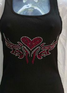 15412. Black Rhinestone Heart Tank Dress