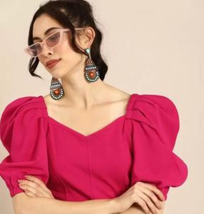 Solid Sweetheart Neck Pink Top