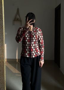 RUST ORANGE FLORAL CROCHET CARDIGAN