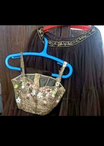 Brown Tulle Skirt and Embellished Top