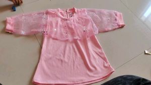 Pink Dress with Tulle Sleeves