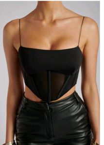 Black Mesh Corset Cami Top