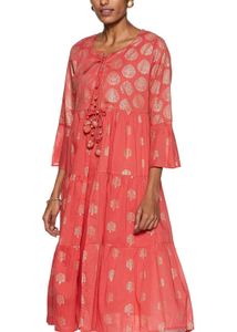 BIBA Elegant Coral Printed Tiered Kurta