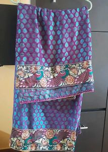 Elegant Embroidered Purple Sari