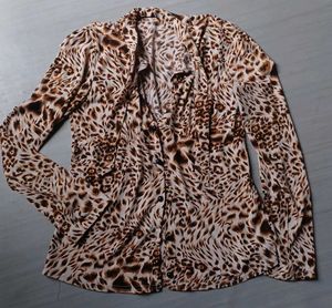 Leopard Print Button-Down Blouse