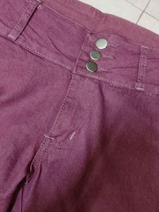 Purple High Waist Straight Fit Jeans