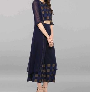 Stylish Navy Blue Ethnic Set