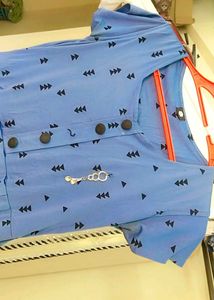 Cute Blue Print Dress