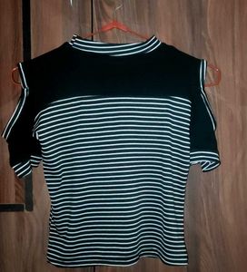 Striped Cold Shoulder Top