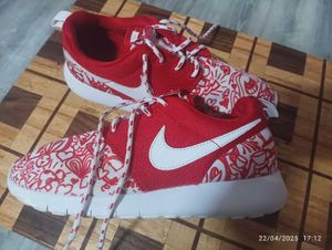 Nike Red and White Doodle Sneakers