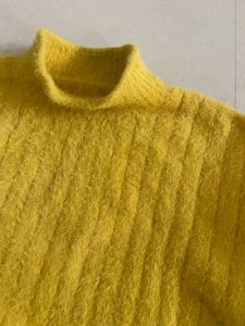 Yellow Knit Turtleneck Sweater