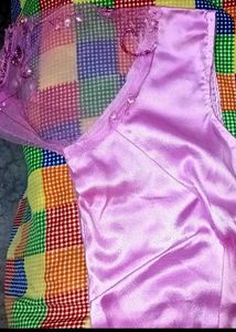 Rose Pink Net Saare With Sequins Jal Work❤