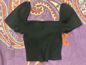 Chic Black Puff Sleeve Top