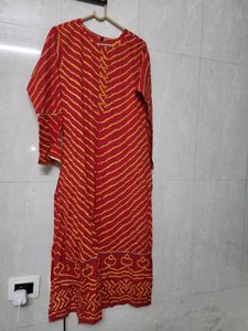 Beautifully Red Kurta Pant Set With Bell Sleeves