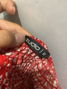 Red Floral Dress with puff arms