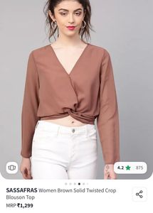 Brown Twisted Crop Top