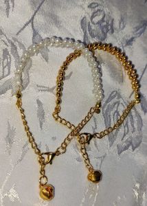 Beaded Bracelets - Gold &amp; Pearl